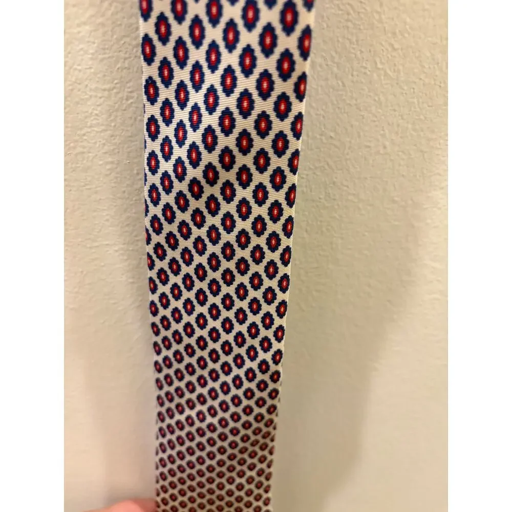 Sid Mashburn Foulard Silk Tie | Cream, Navy & Red 🌟